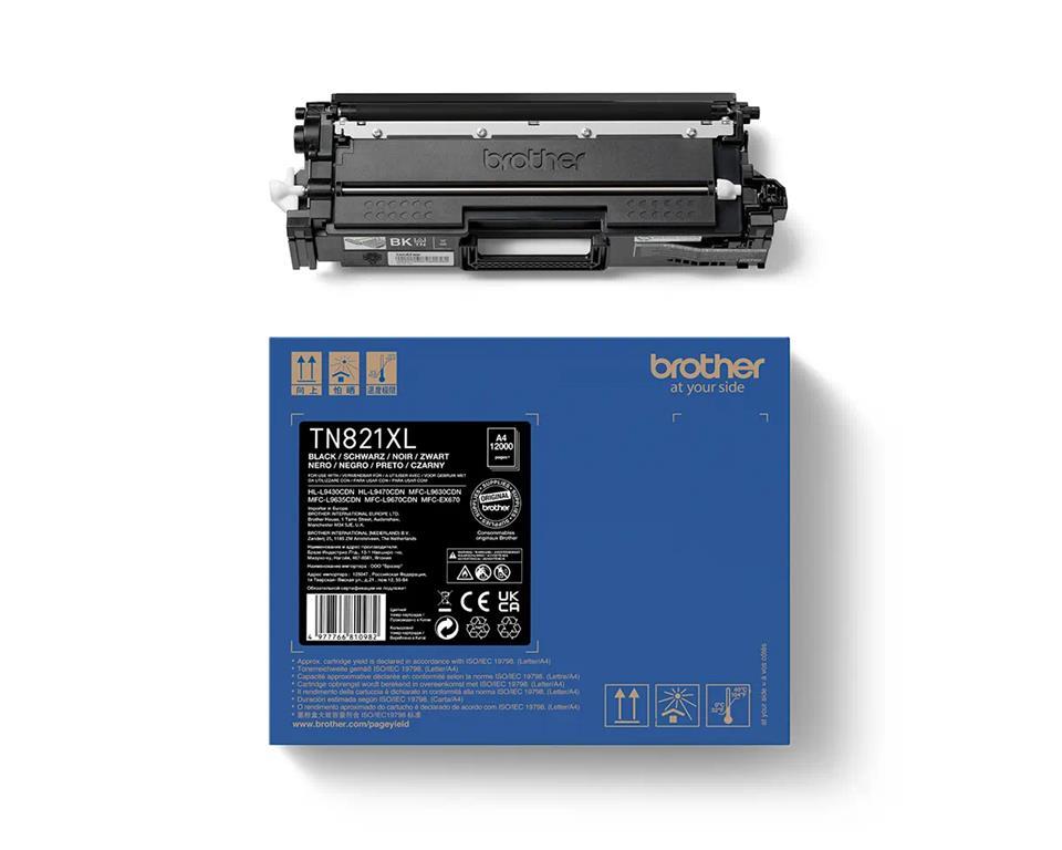 Brother Toner TN821XLBK, črn, 12.000 strani