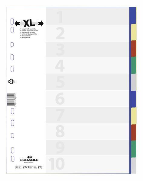 DURABLE Ločilni listi 1/10 širši barvasti (6747)