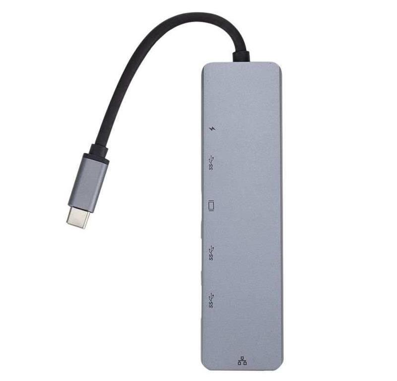 eSTUFF USB-C hub razdelilnik, 6-v-1