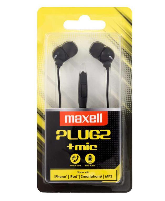 Maxell Slušalke PLUGZ MIC črne