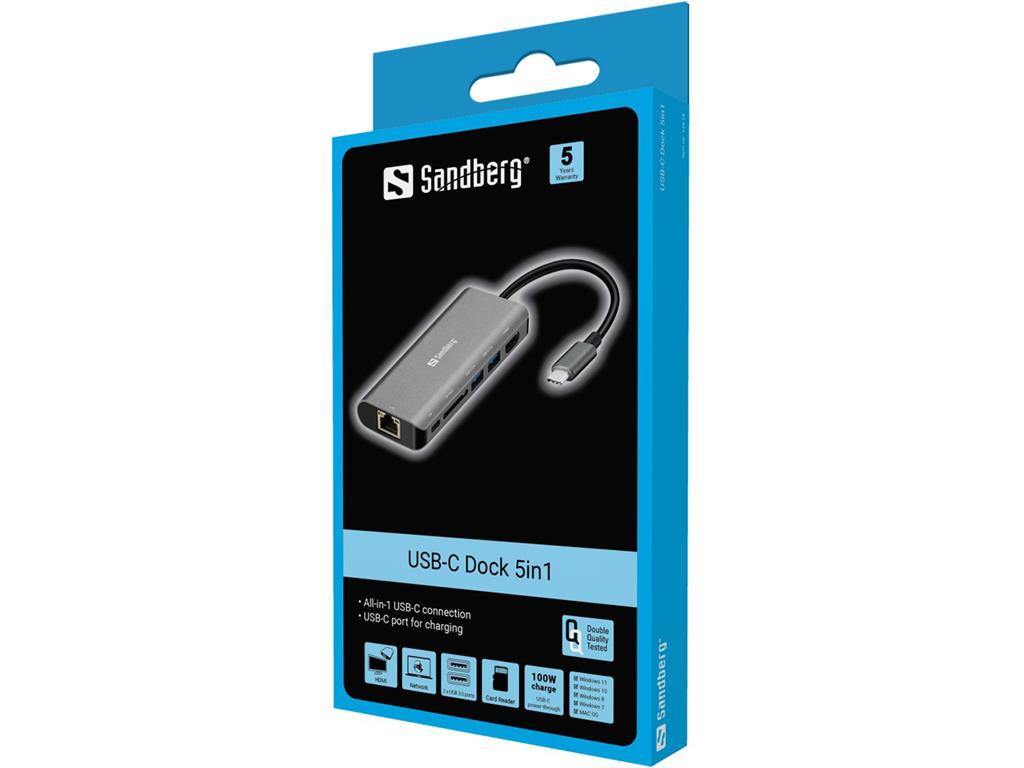 Sandberg USB-C hub razdelilnik, 6-v-1