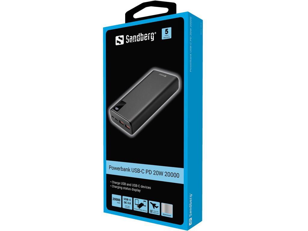 Sandberg Baterija Powerbank USB-A, USB-C, 20W