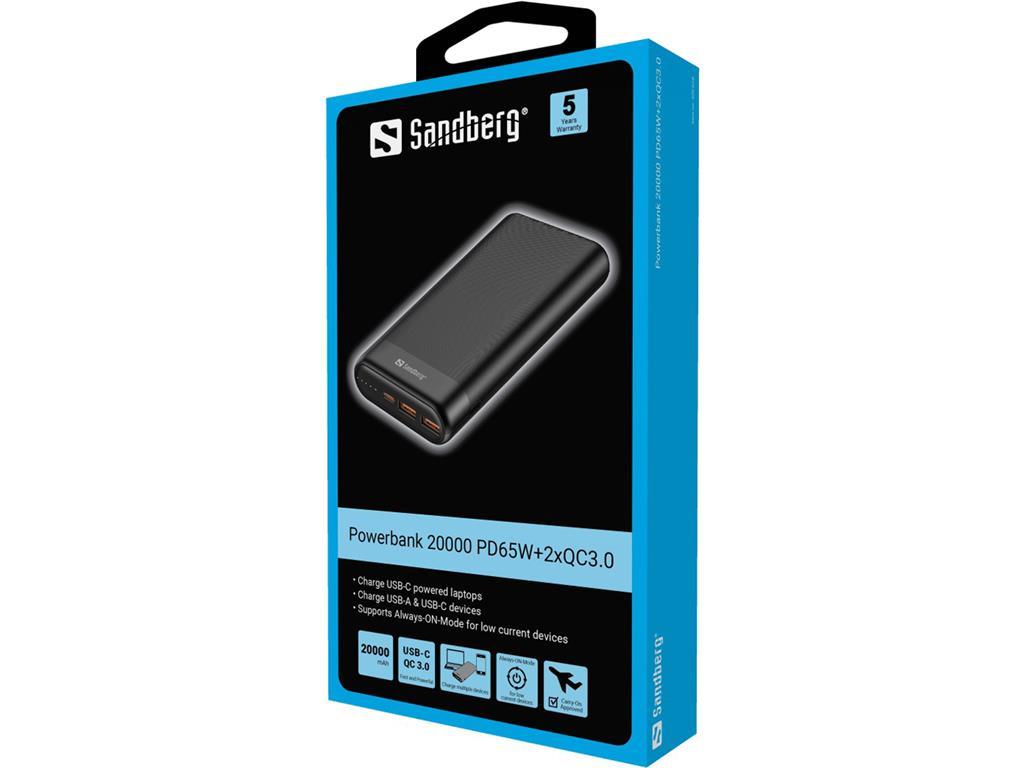 Sandberg Baterija Powerbank USB-A QC 3.0, USB-C